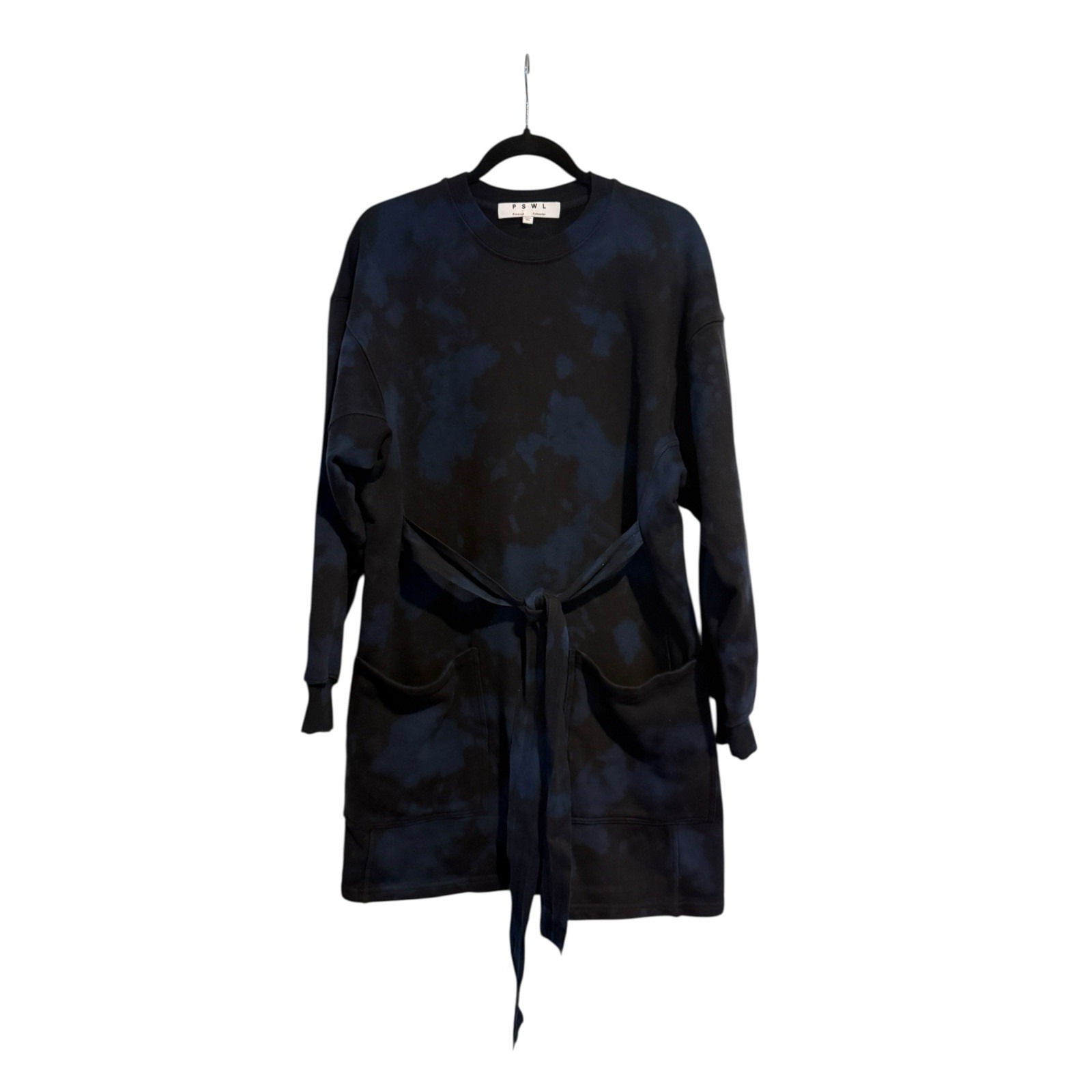 Proenza Schouler White Label Tie Dye Black Blue Knit Sweatshirt Dress Womens S